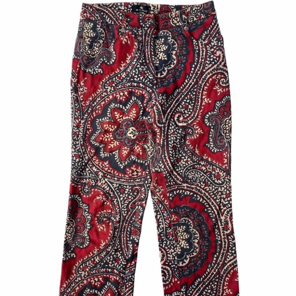 Paisley Print Straight Leg Pants